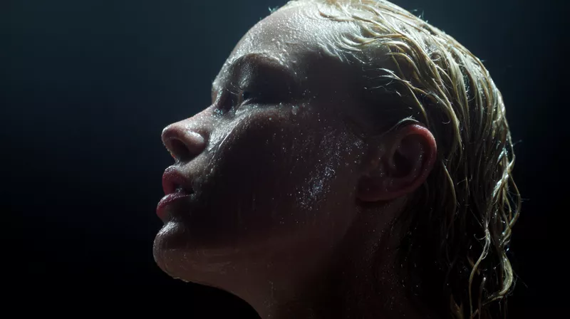 Wet face in low light