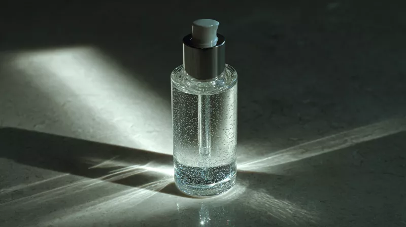 Glass bottle in a shaft of light
